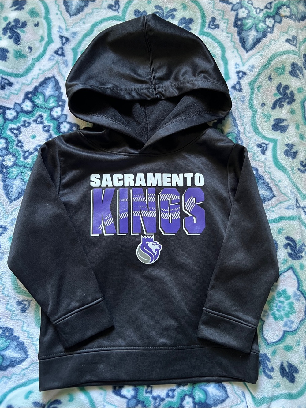 Kids Sacramento Kings Black & Purple Hooded Pullover